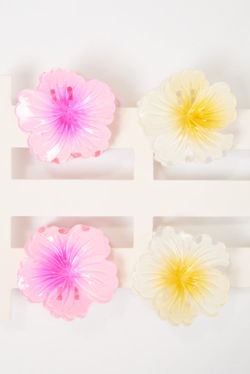 Multi 4 Pack Flower Claw Clips for YouandAll Fashion