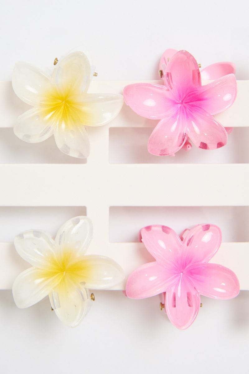 Multi 4 Pack Hibiscus Flower Claw Clips for YouandAll Fashion