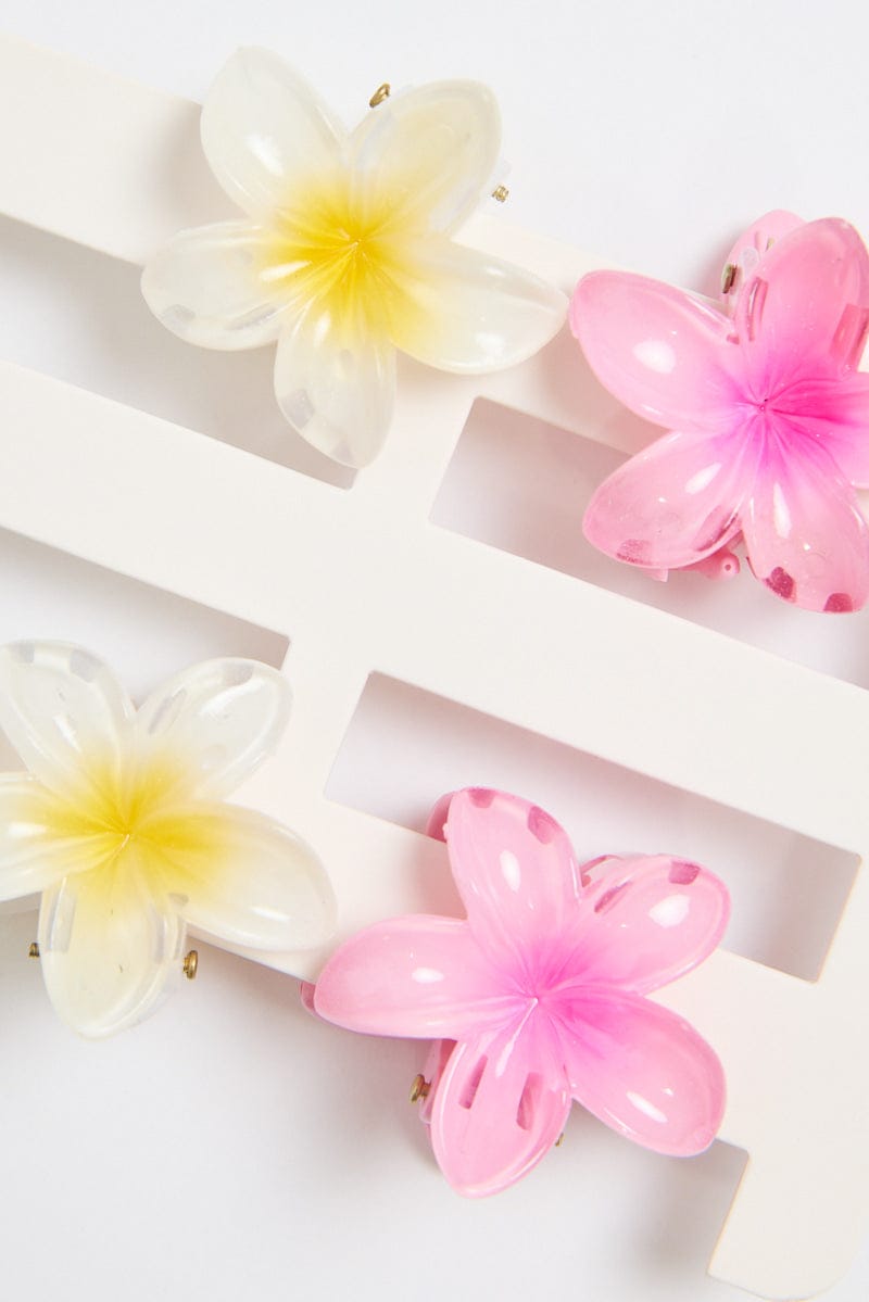 Multi 4 Pack Hibiscus Flower Claw Clips for YouandAll Fashion