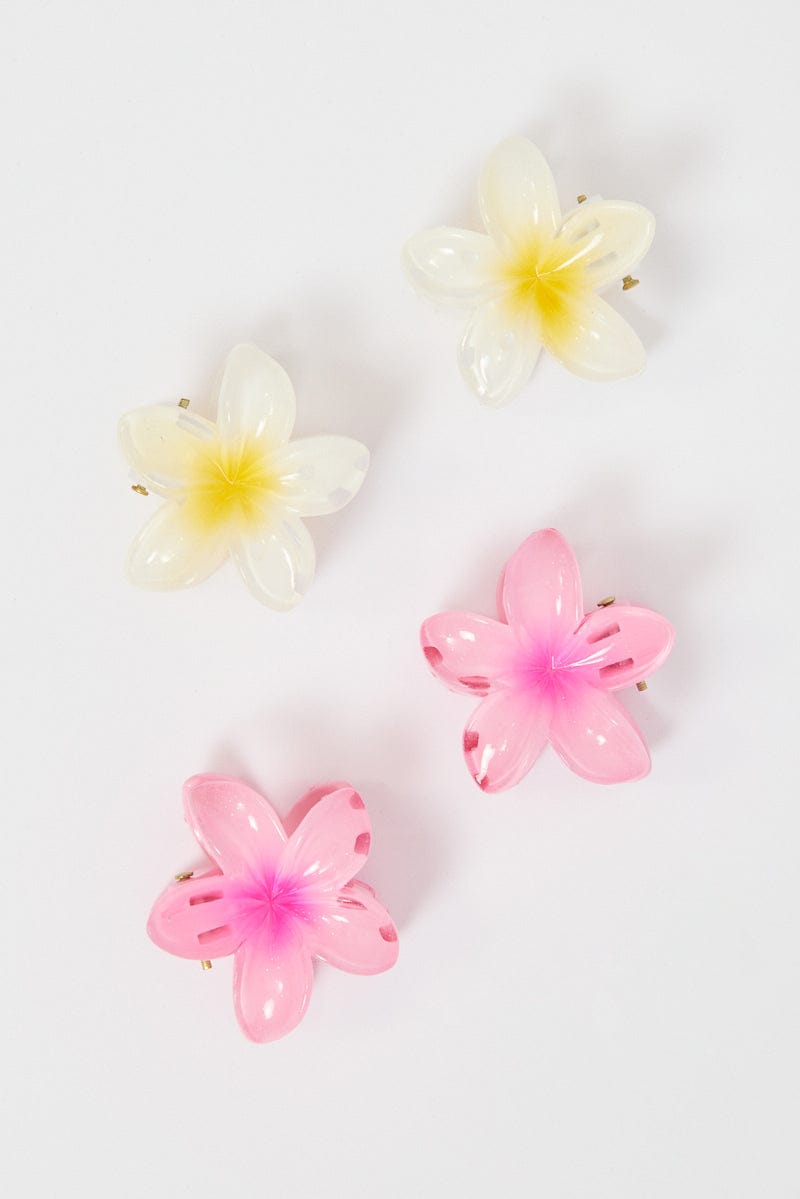 Multi 4 Pack Hibiscus Flower Claw Clips for YouandAll Fashion