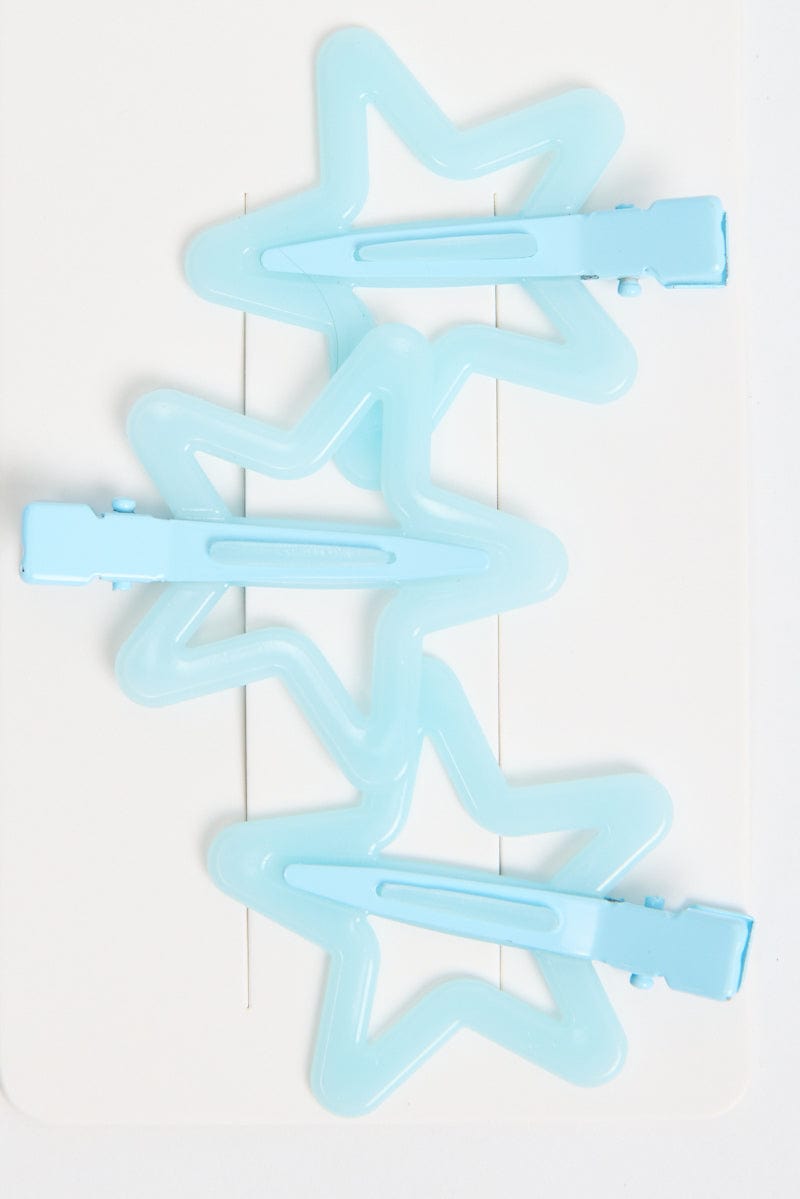 Blue 3 Pack Star Hair Clips for YouandAll Fashion
