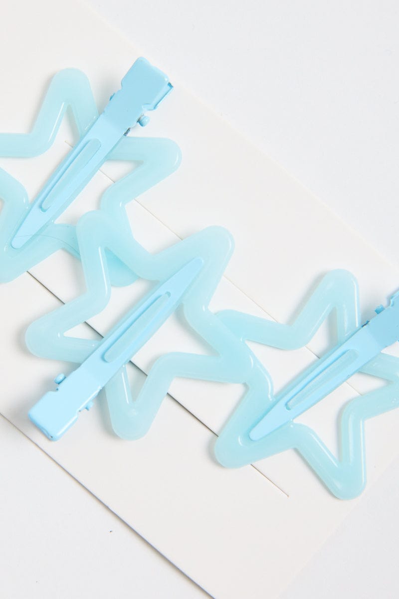 Blue 3 Pack Star Hair Clips for YouandAll Fashion