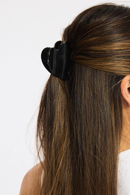 Black Heart Hair Claw Clip for YouandAll Fashion