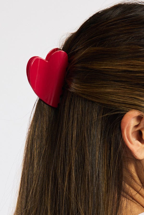 Red Heart Hair Claw Clip for YouandAll Fashion