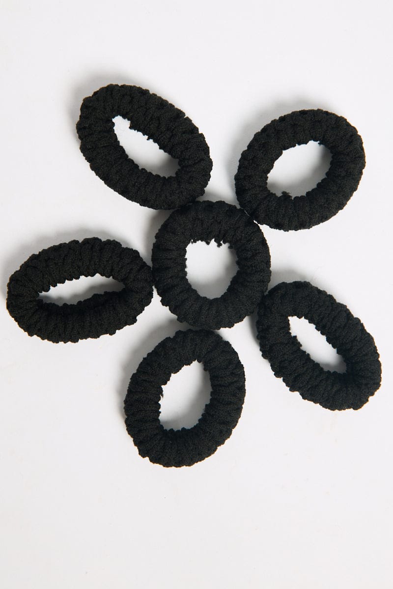 Black 6 Pack Hair Ties for YouandAll Fashion