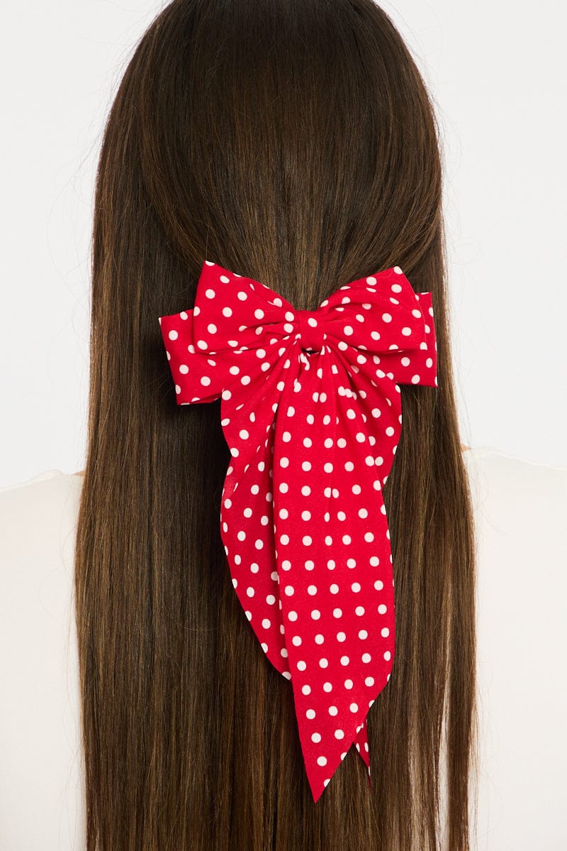 Red Polka Dot Hair Bow for YouandAll Fashion