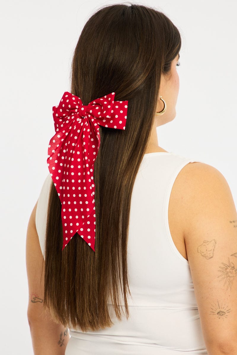 Red Polka Dot Hair Bow for YouandAll Fashion