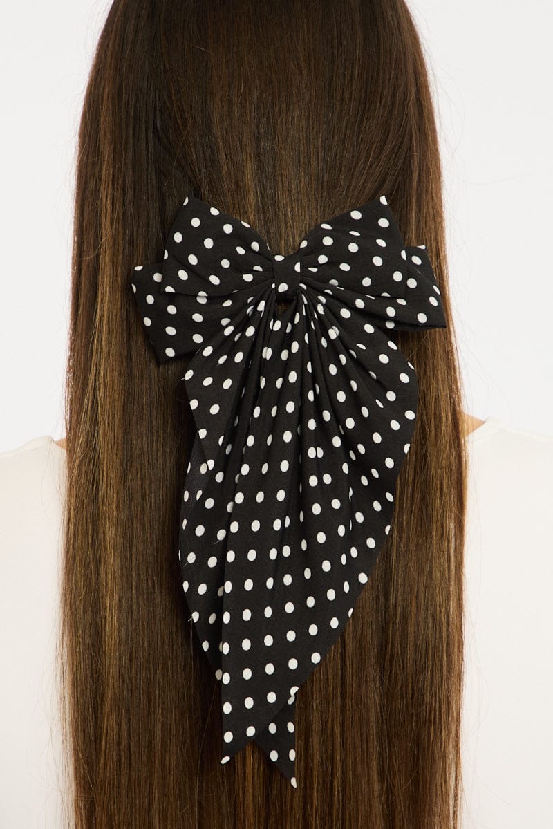 Black Polka Dot Hair Bow for YouandAll Fashion