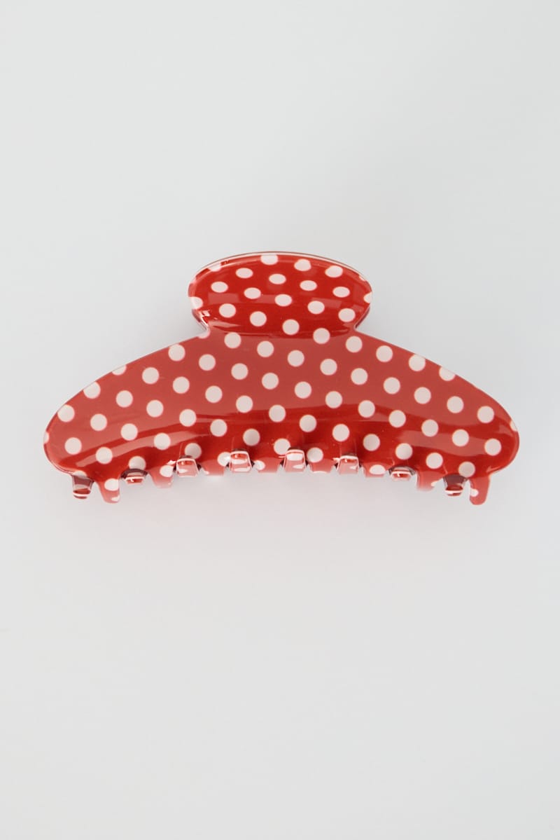 Red Polka Dot Hair Claw Clip for YouandAll Fashion