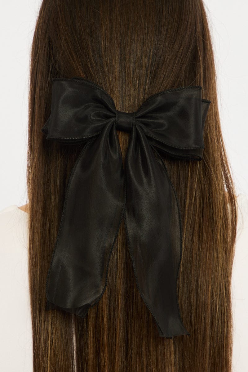 Black Organza Hair Bow Clip for YouandAll Fashion