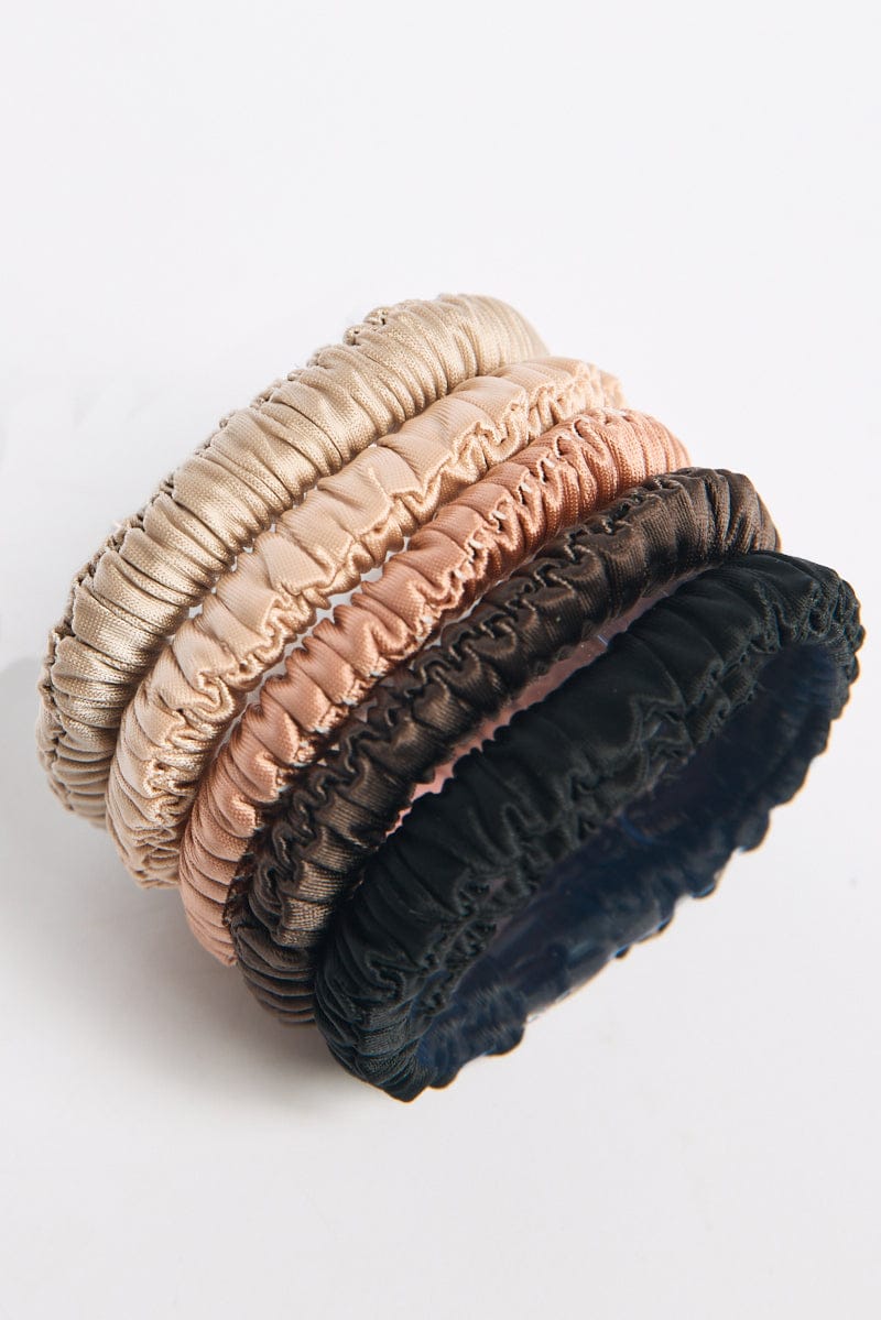 Multi 5 Pk Ruched Satin Hair Scrunchies for YouandAll Fashion