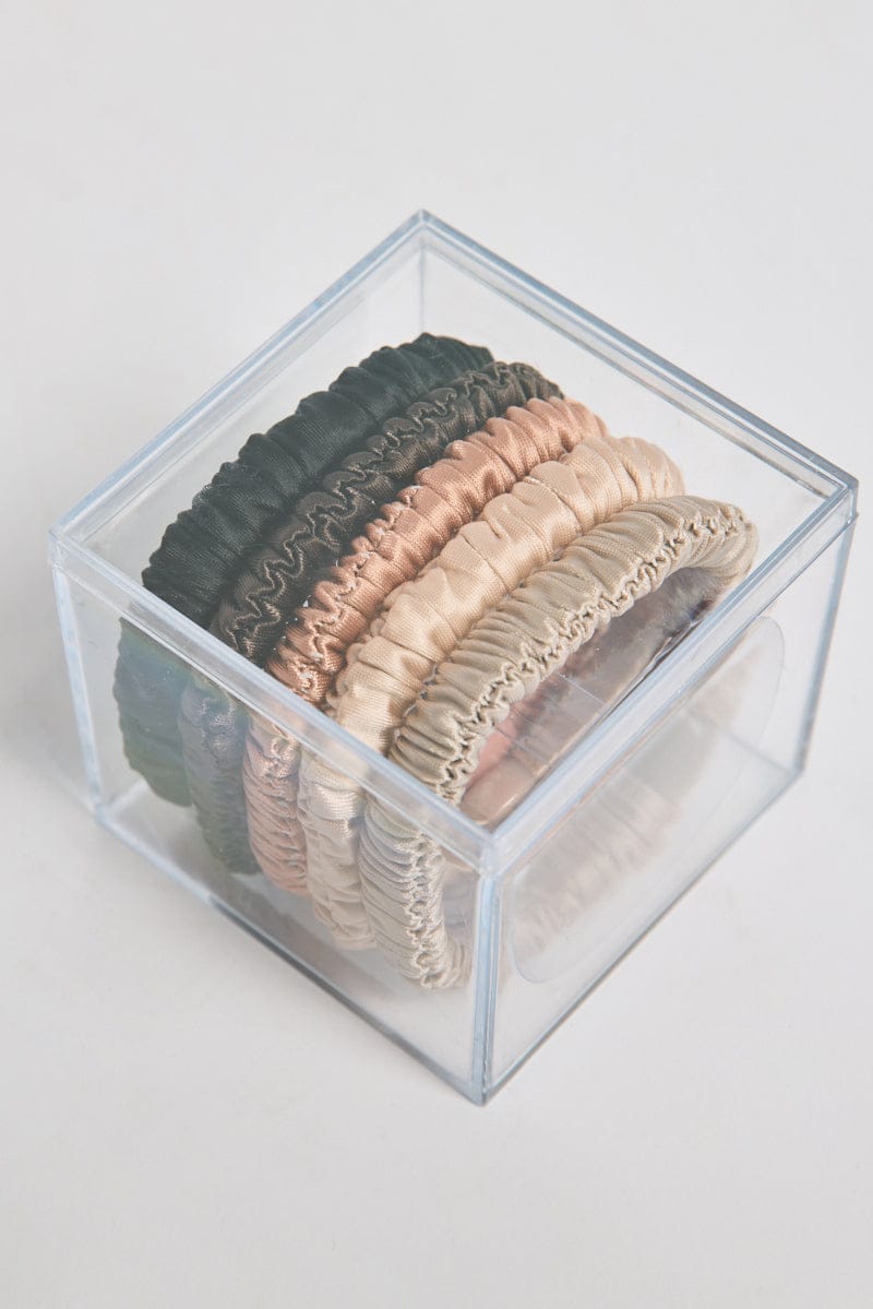 Multi 5 Pk Ruched Satin Hair Scrunchies for YouandAll Fashion
