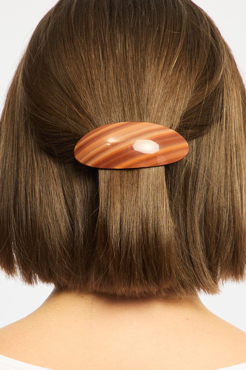 Brown Oval Hair Clip for YouandAll Fashion