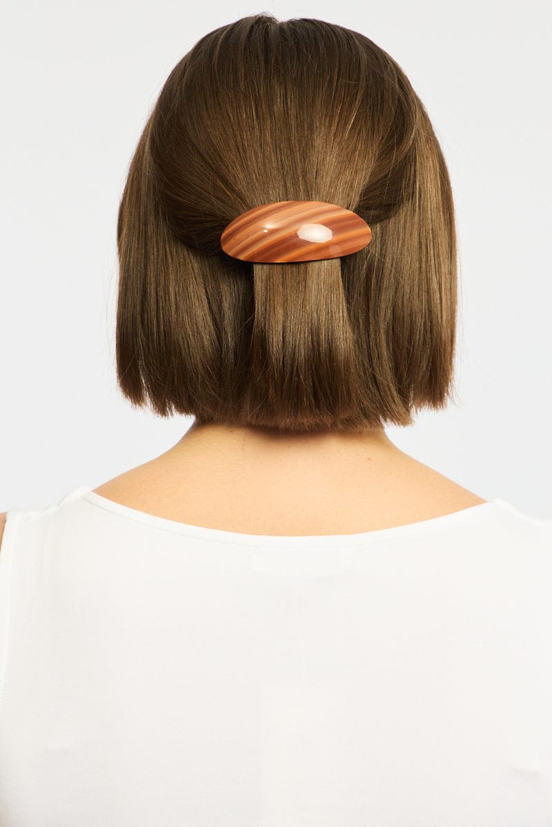 Brown Oval Hair Clip for YouandAll Fashion