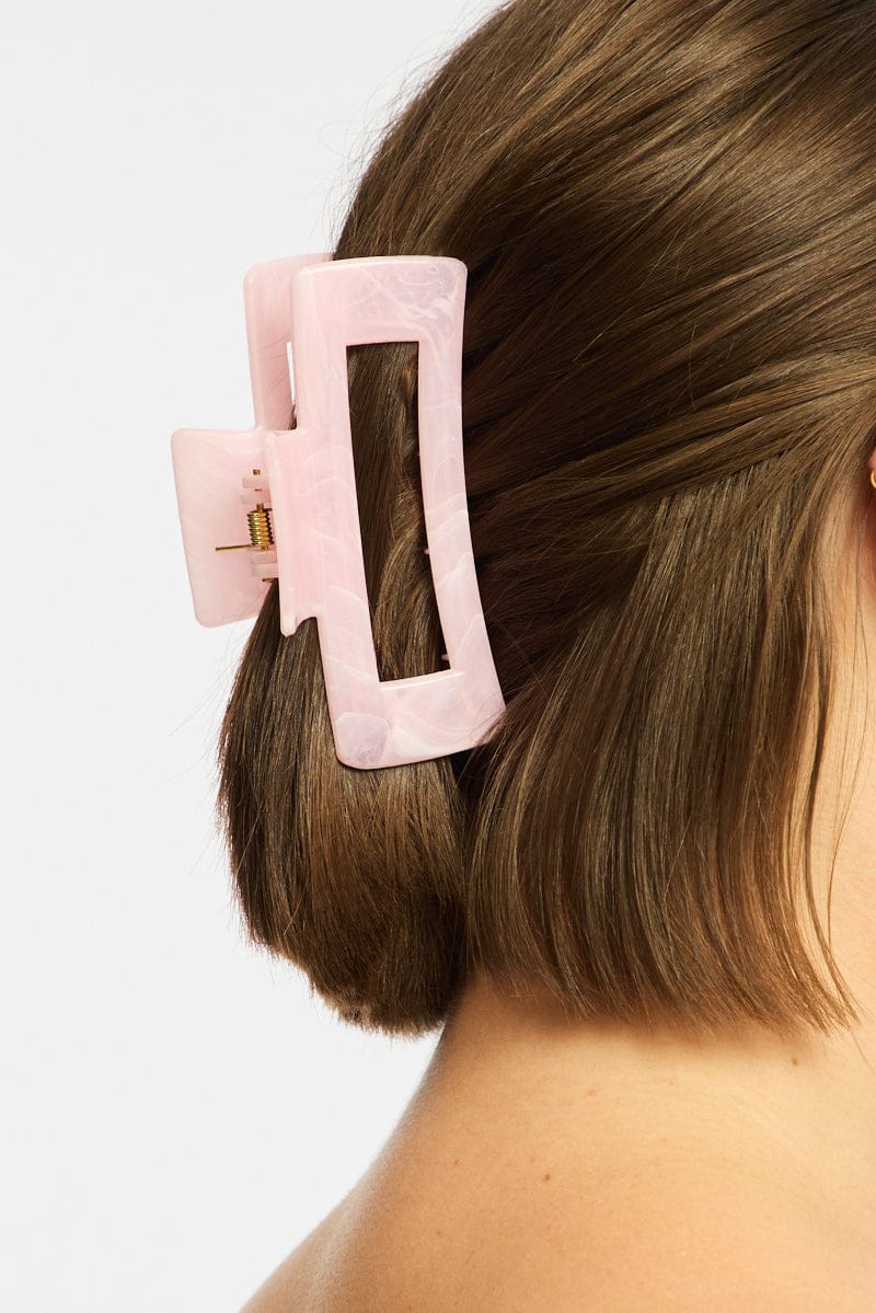 Pink Rectangular Hair Claw Clip for YouandAll Fashion