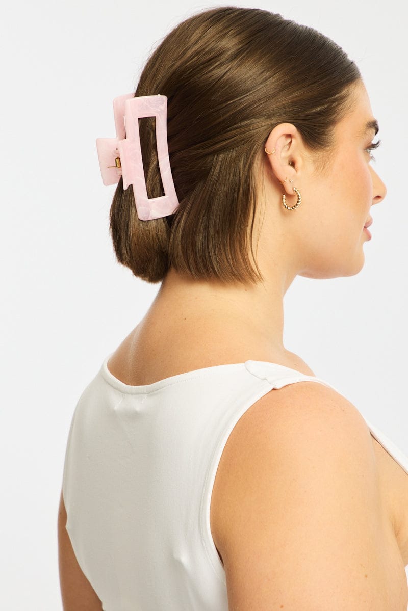Pink Rectangular Hair Claw Clip for YouandAll Fashion