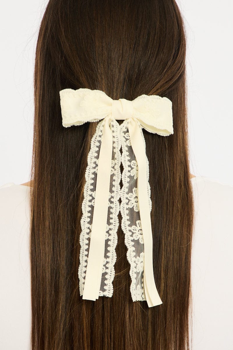 White Lace Hair Bow for YouandAll Fashion