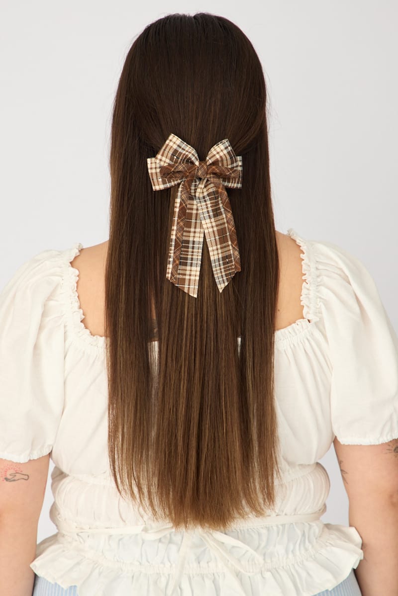 Multi Check Check Print Hair Bow for YouandAll Fashion