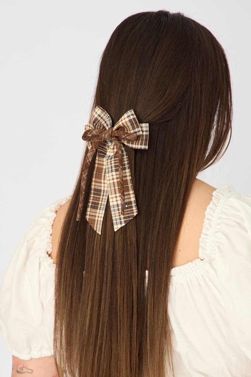 Multi Check Check Print Hair Bow for YouandAll Fashion