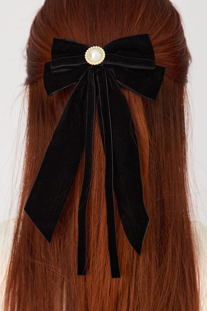Black Velvet Hair Bow for YouandAll Fashion