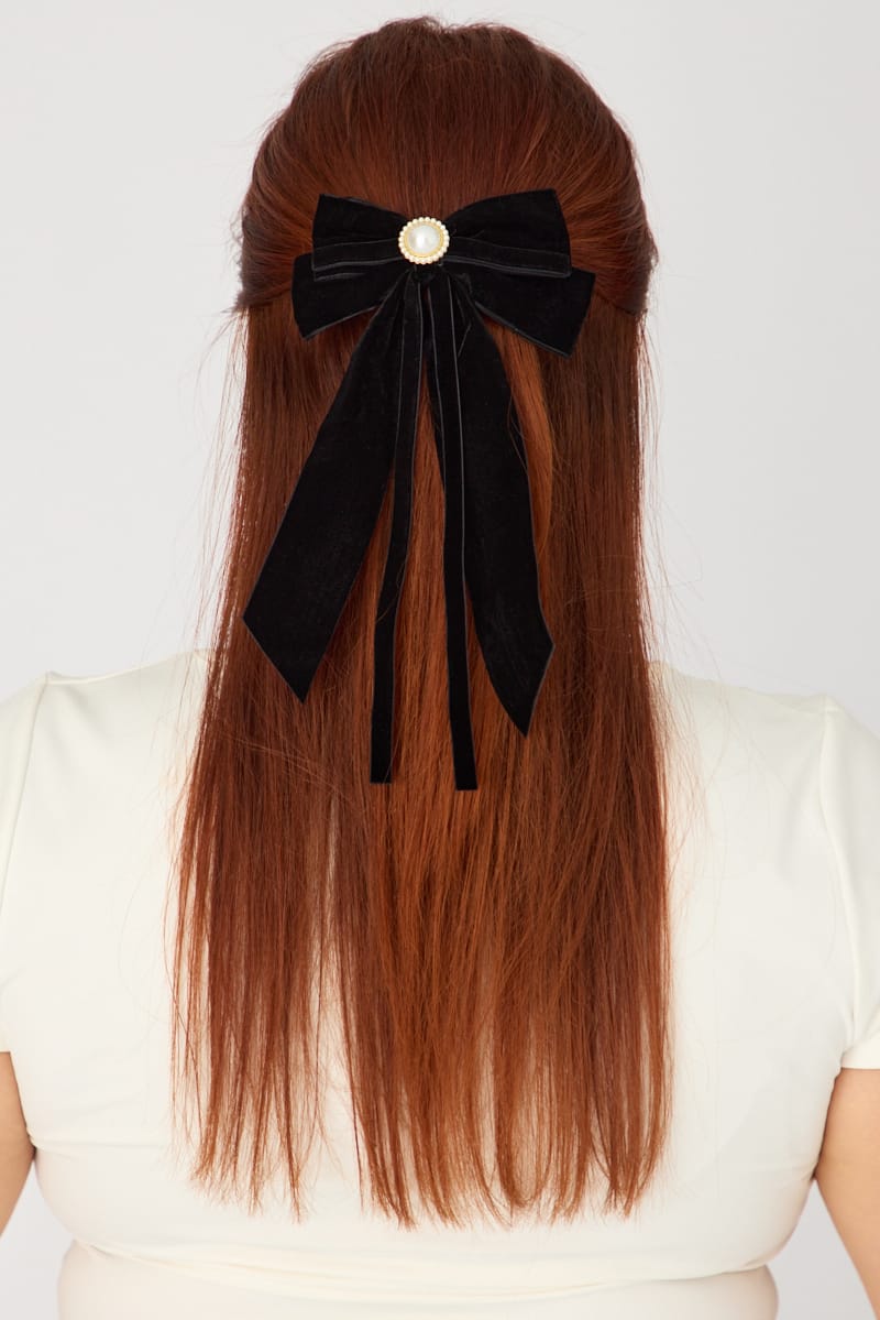 Black Velvet Hair Bow for YouandAll Fashion