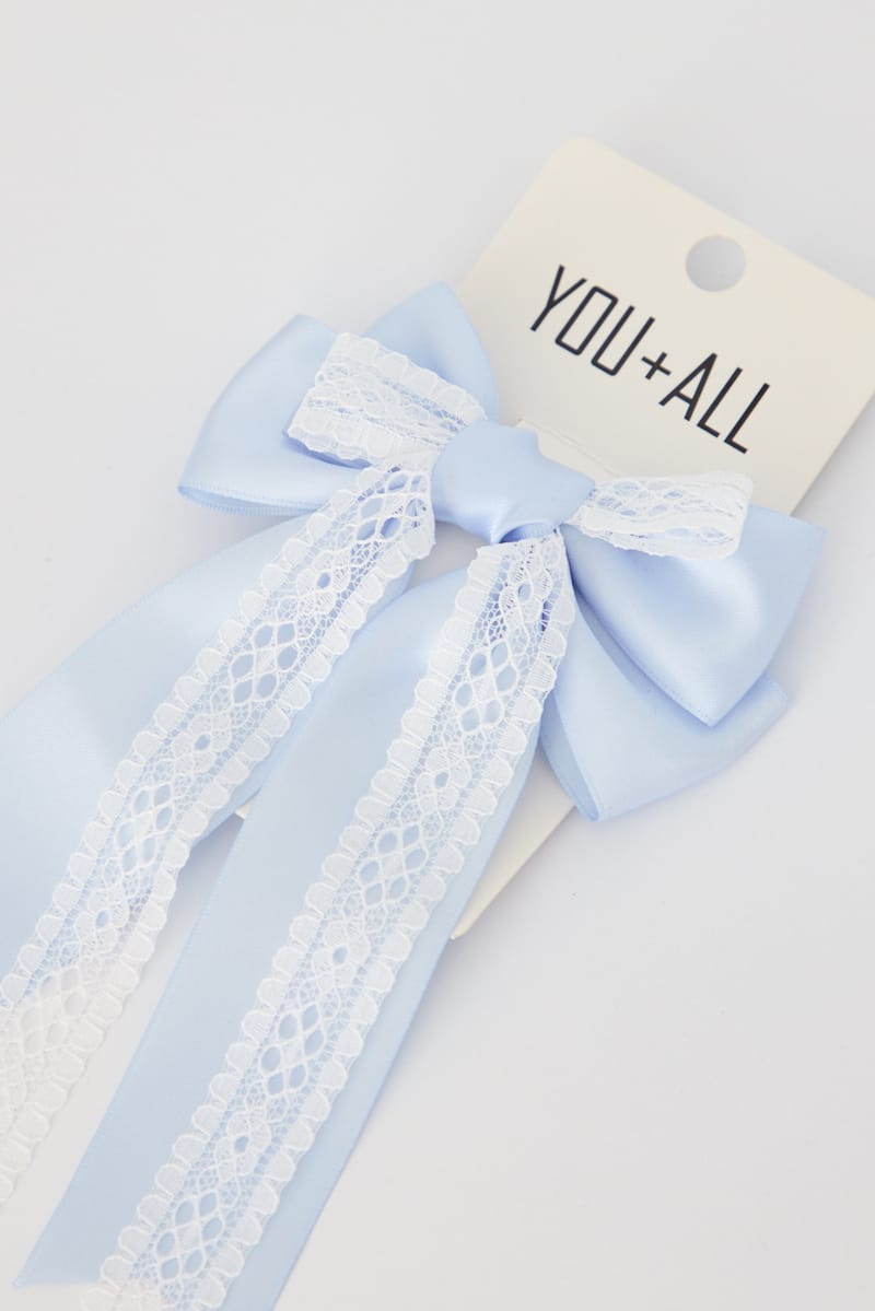 Blue Lace Hair Bow for YouandAll Fashion