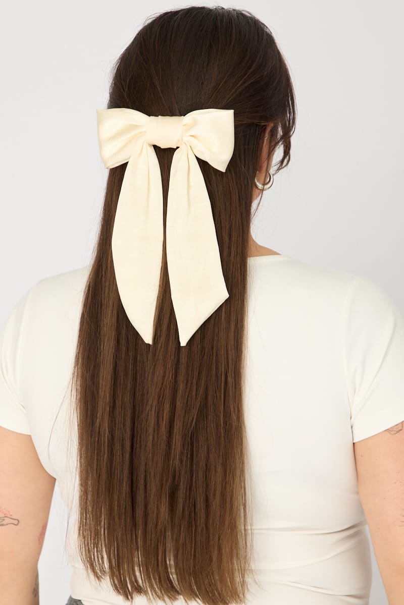 White Satin Hair Bow for YouandAll Fashion