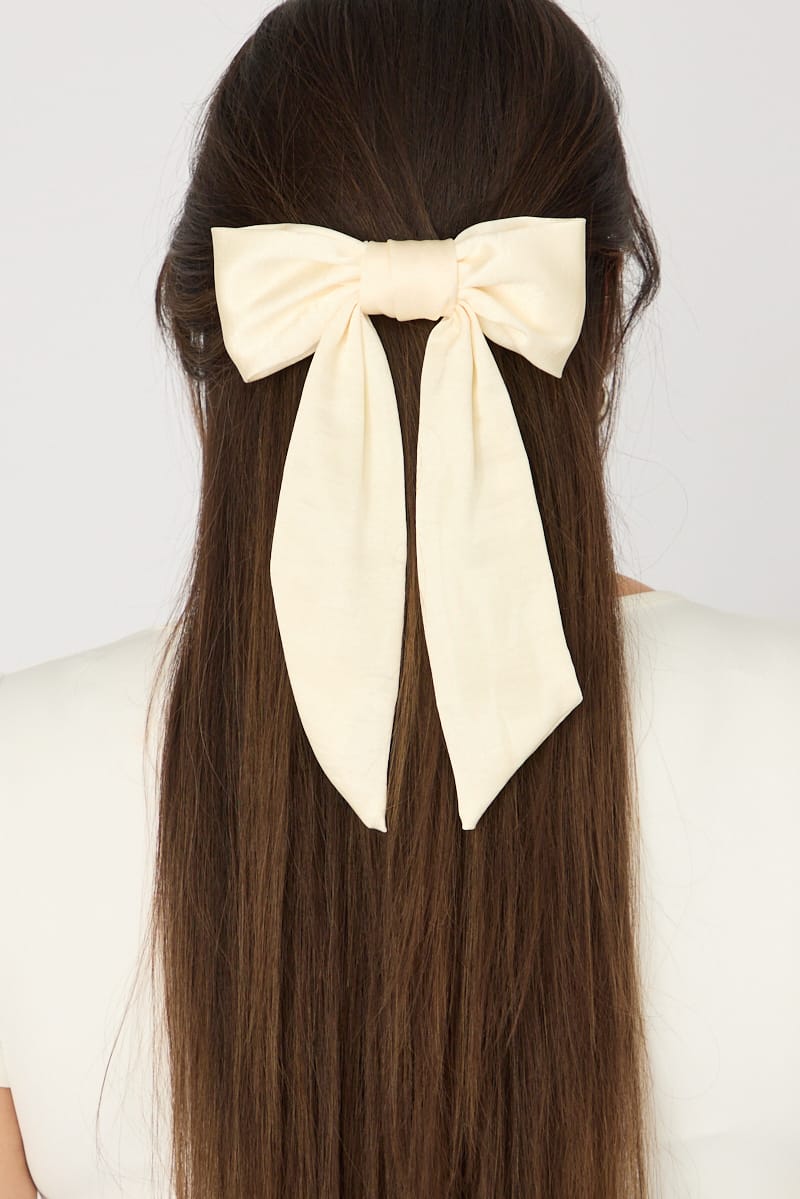 White Satin Hair Bow for YouandAll Fashion