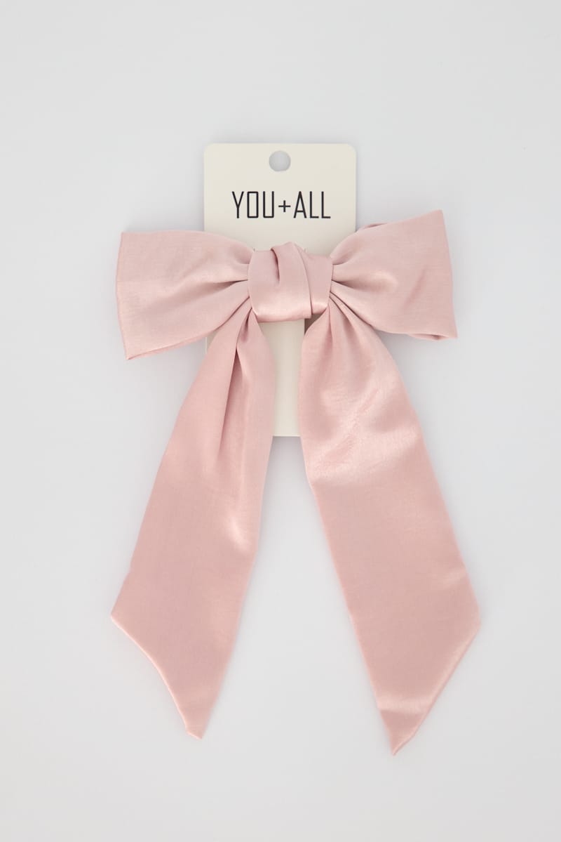 Pink Satin Hair Bow for YouandAll Fashion
