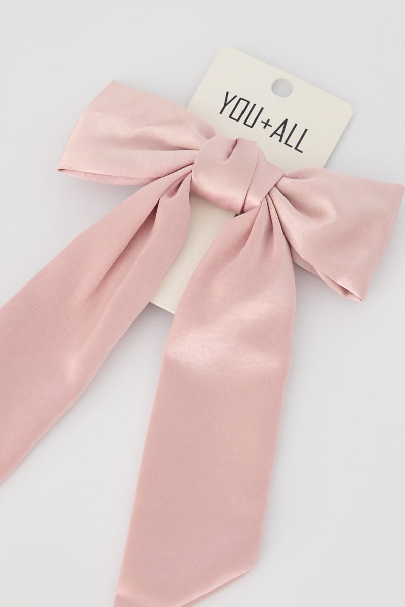 Pink Satin Hair Bow for YouandAll Fashion