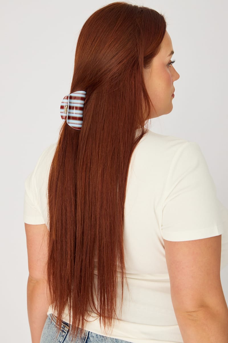 Multi Stripe Half-moon Hair Claw Clip for YouandAll Fashion