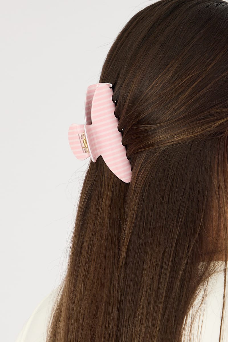 Pink Stripe Claw Clip for YouandAll Fashion