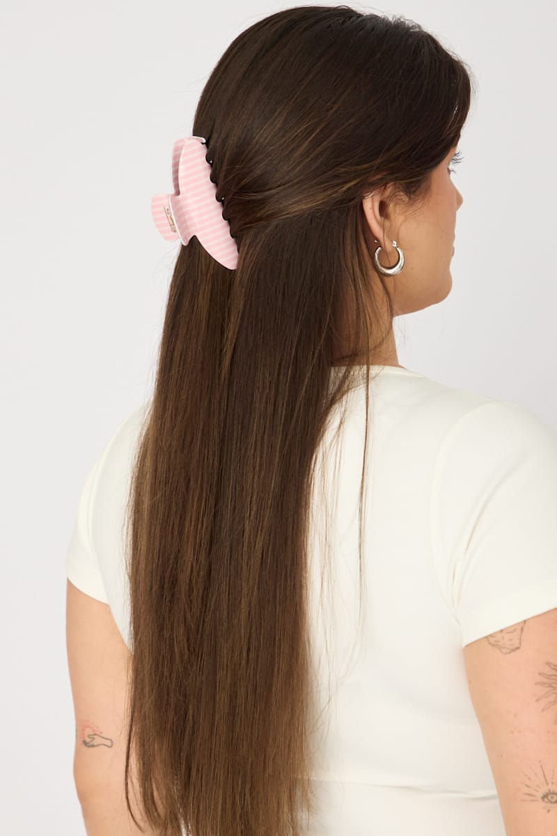 Pink Stripe Claw Clip for YouandAll Fashion