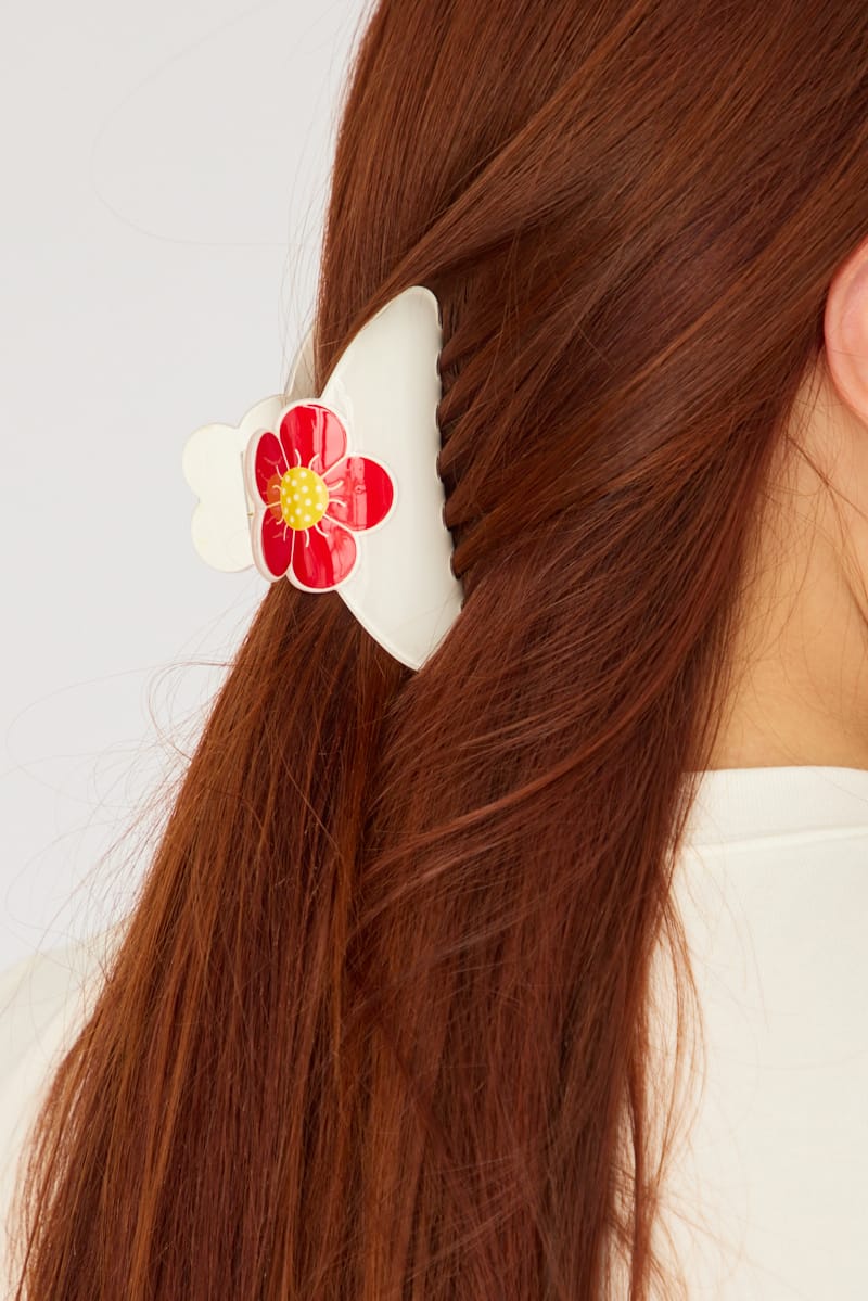 Red Floral Flower Hair Claw Clip for YouandAll Fashion