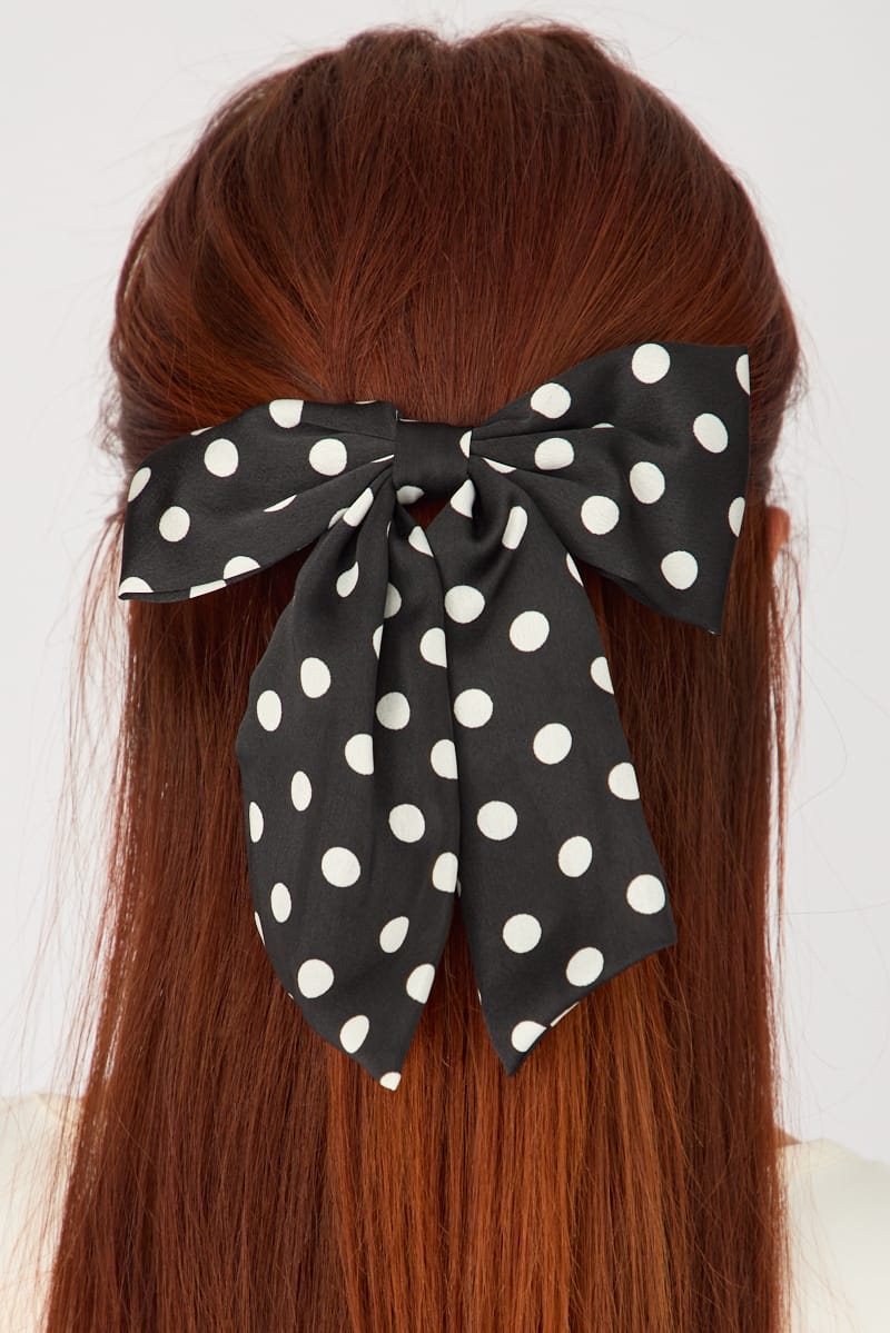 Black Polka Dot Hair Bow for YouandAll Fashion