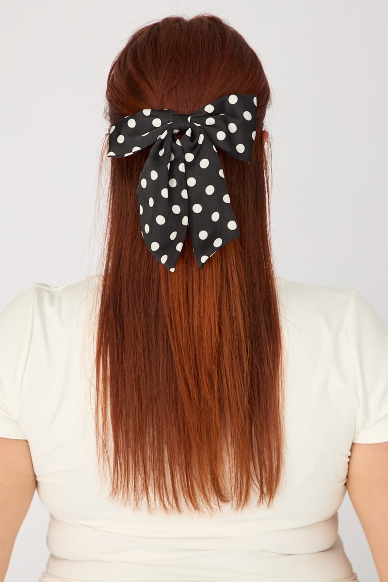 Black Polka Dot Hair Bow for YouandAll Fashion