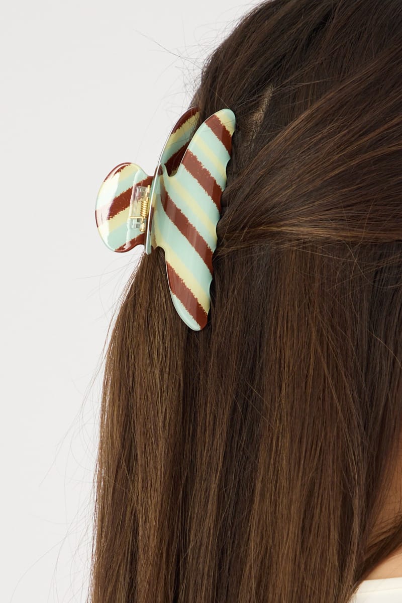 Multi Stripe Hair Claw Clip for YouandAll Fashion