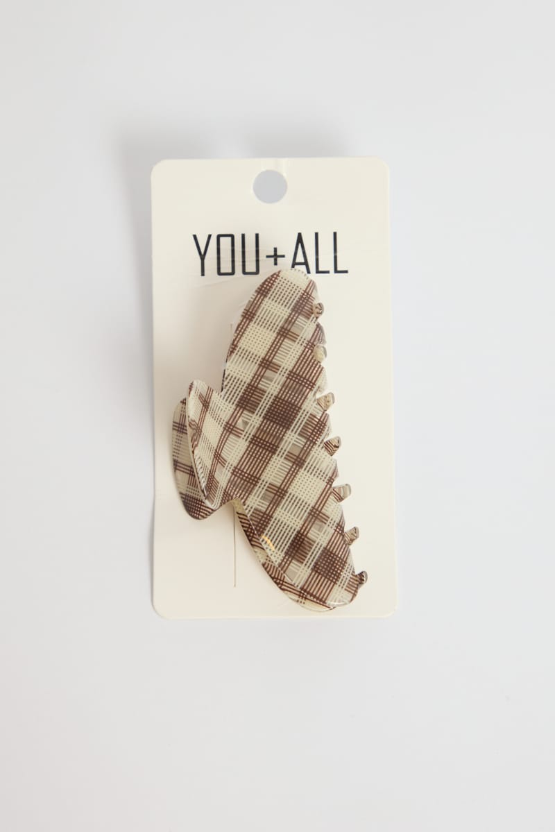 Brown Check Hair Claw Clip for YouandAll Fashion