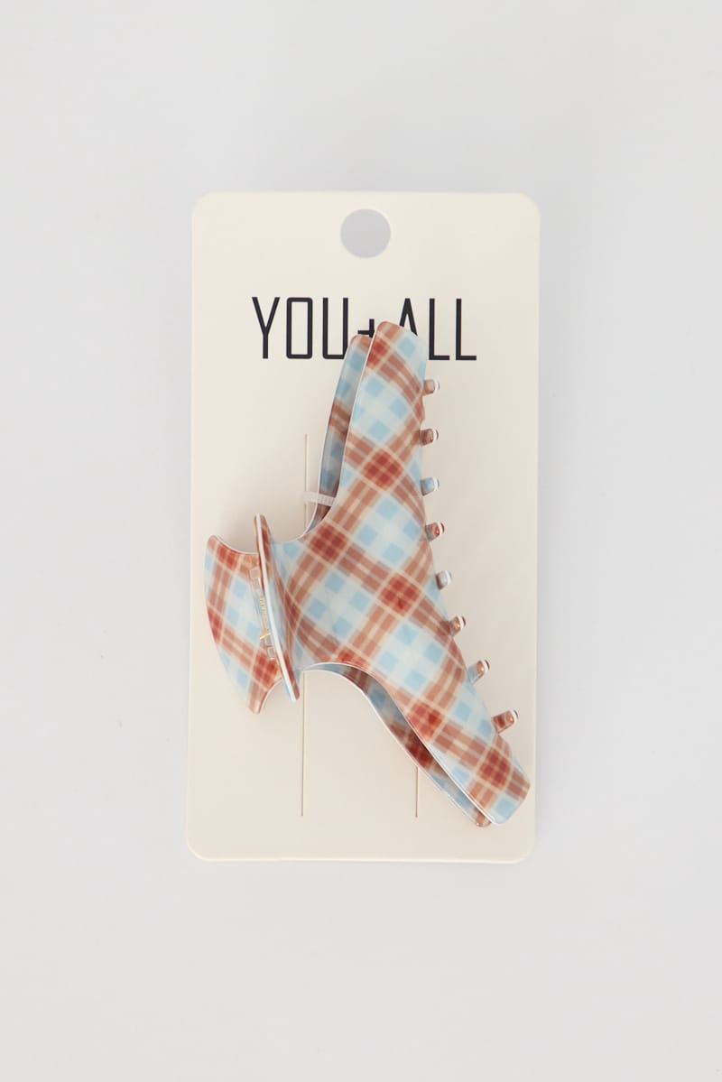 Multi Check Hair Claw Clip for YouandAll Fashion