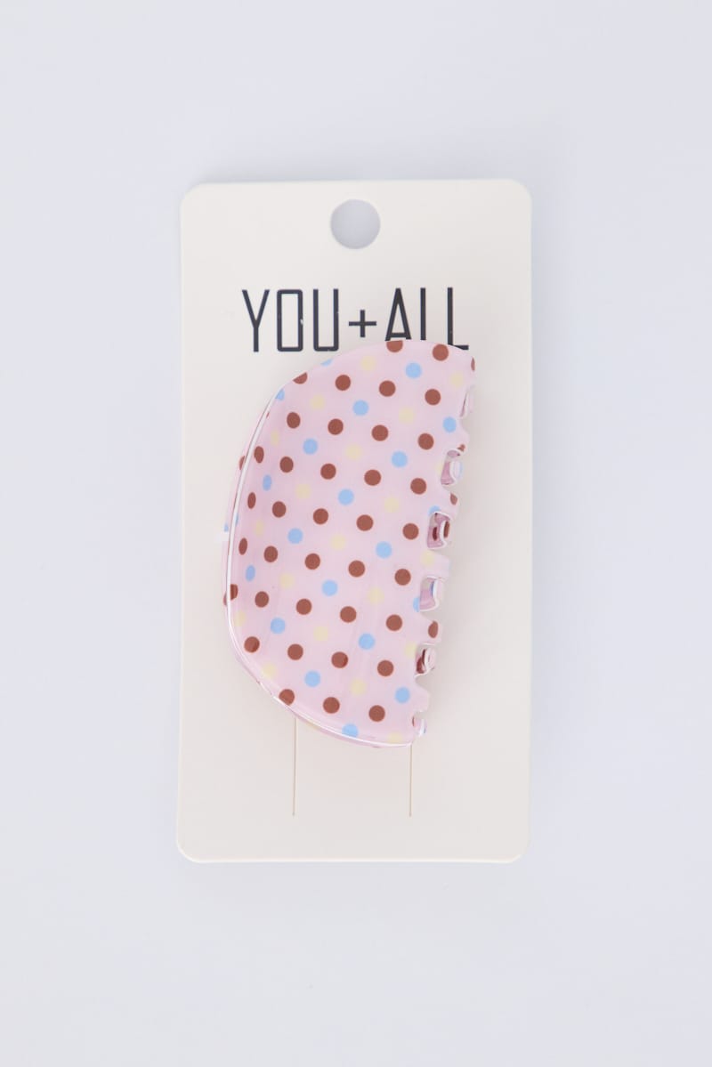 Multi Polka Dot Half-moon Hair Claw Clip for YouandAll Fashion