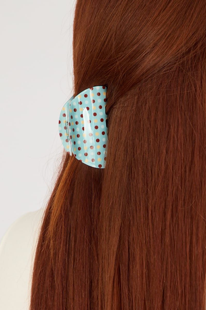 Multi Polka Dot Half-moon Hair Claw Clip for YouandAll Fashion