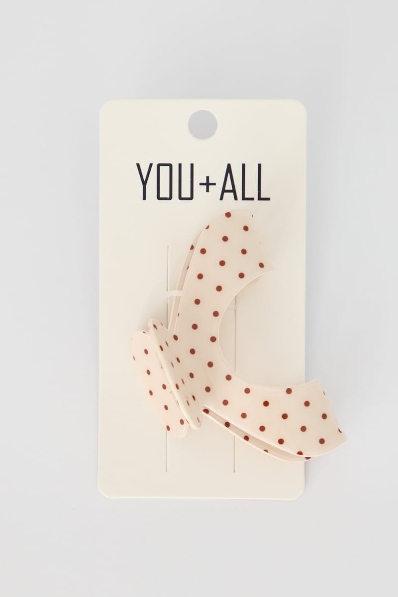 White Polka Dot Hair Claw Clip for YouandAll Fashion