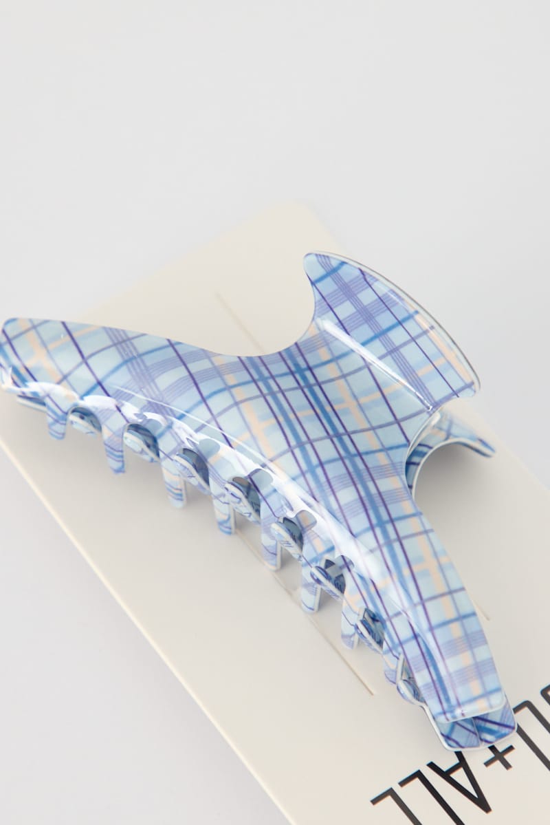 Blue Check Hair Claw Clip for YouandAll Fashion