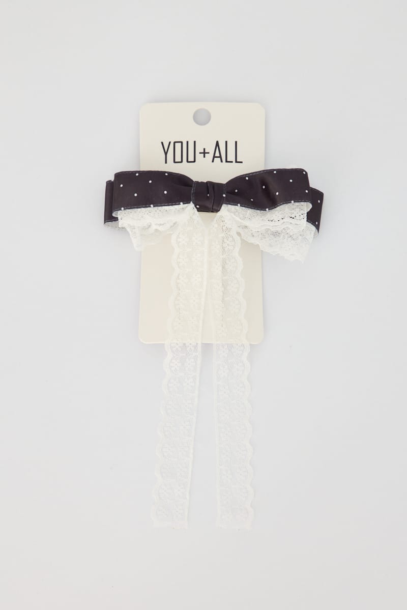Black Lace Detail Hair Bow for YouandAll Fashion