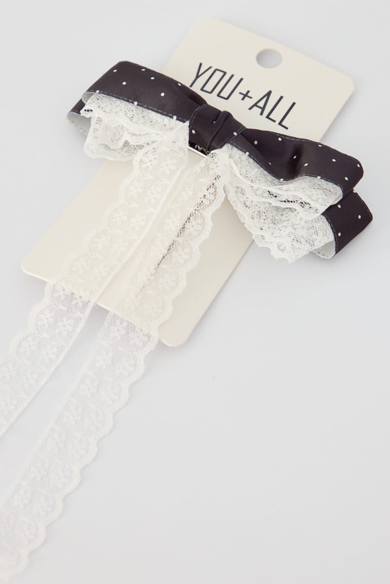 Black Lace Detail Hair Bow for YouandAll Fashion