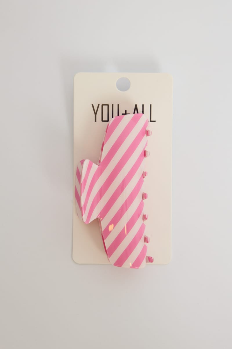 Pink Stripe Large Hair Claw Clip for YouandAll Fashion