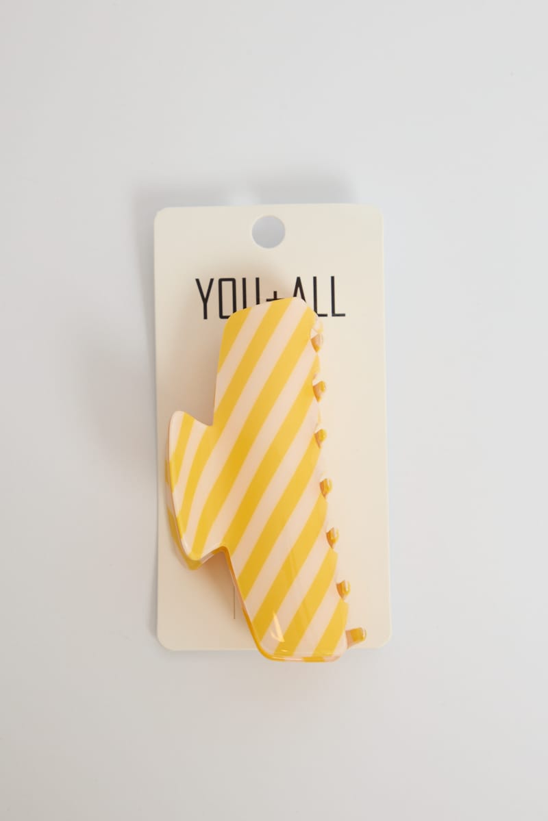 Yellow Stripe Large Hair Claw Clip for YouandAll Fashion