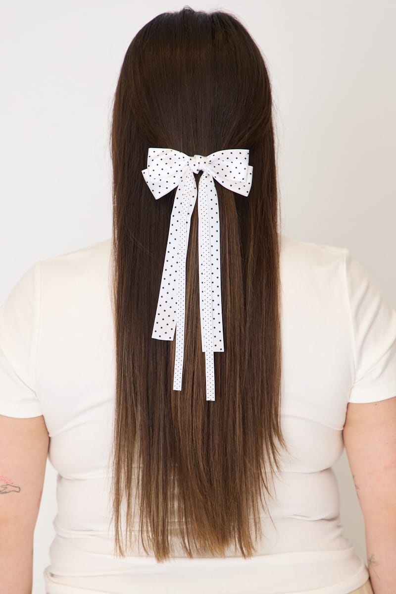 White Polka Dot Hair Bow for YouandAll Fashion