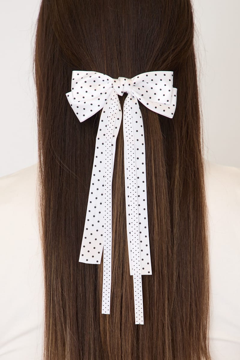 White Polka Dot Hair Bow for YouandAll Fashion
