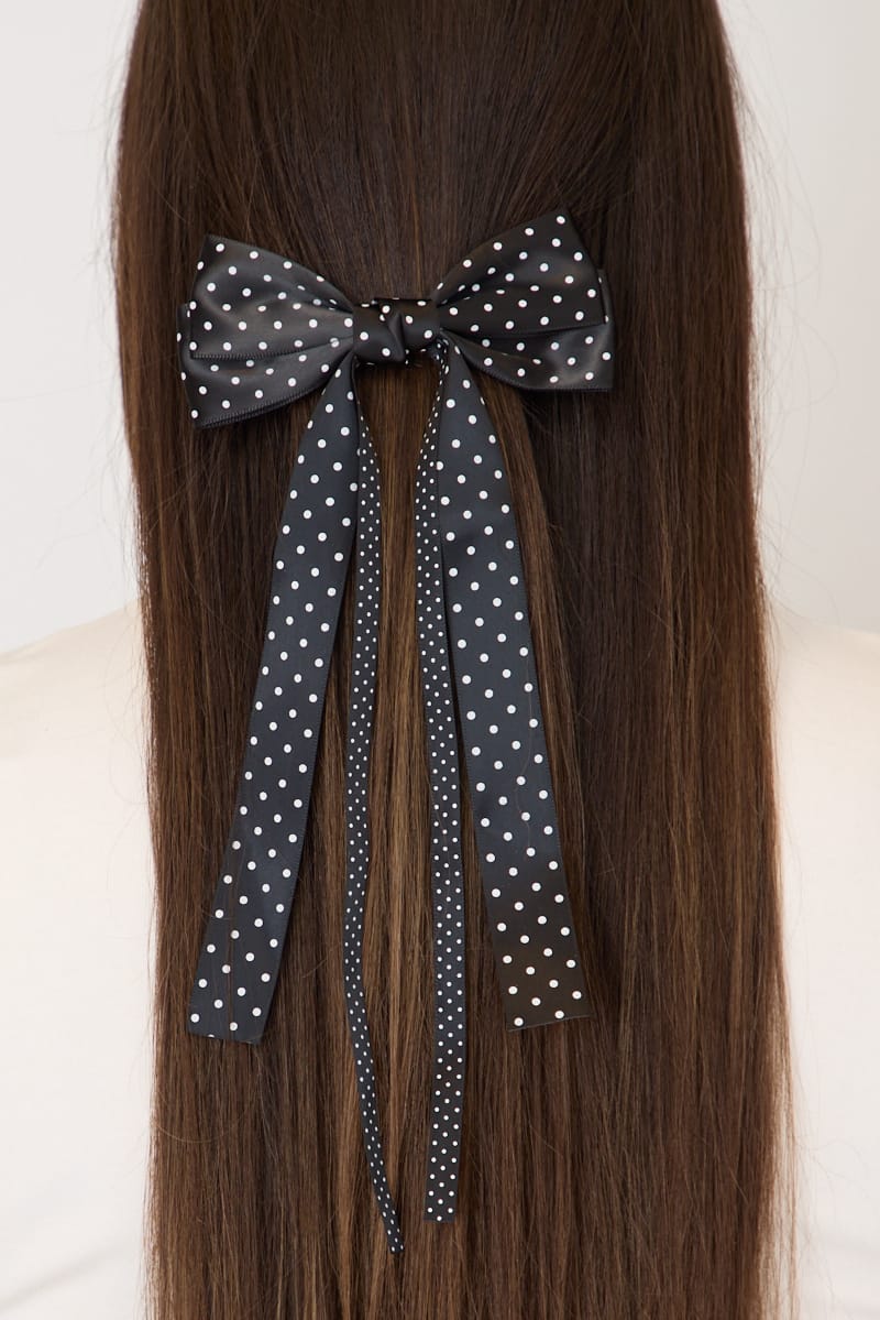 Black Polka Dot Hair Bow for YouandAll Fashion
